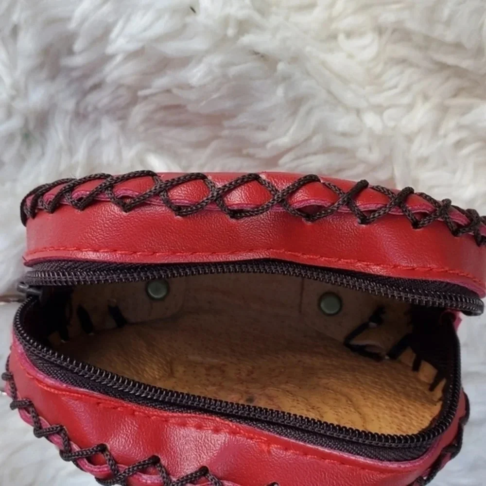 Vintage handmade leather‎ keychain/ mini